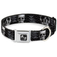 Load image into Gallery viewer, Dog Bone Seatbelt Buckle Collar - Geometric 3-D Skull Face/Chevron Black/Grays/White

