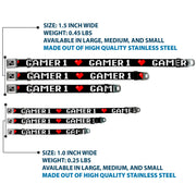 Dog Bone Seatbelt Buckle Collar - GAMER 1/Heart 8-Bit Black/White/Red