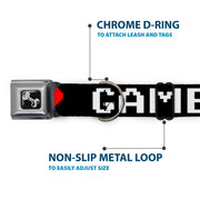Dog Bone Seatbelt Buckle Collar - GAMER 1/Heart 8-Bit Black/White/Red