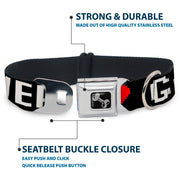 Dog Bone Seatbelt Buckle Collar - GAMER 2/Heart 8-Bit Black/White/Red