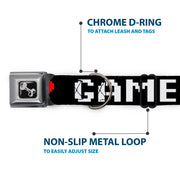 Dog Bone Seatbelt Buckle Collar - GAMER 2/Heart 8-Bit Black/White/Red