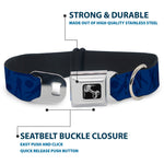 Dog Bone Black/Silver Seatbelt Buckle Collar - Golfing Silhouettes Collage Blues