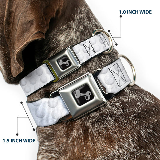 Dog Bone Black/Silver Seatbelt Buckle Collar - Golf Ball Dimples Whites
