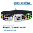 Load image into Gallery viewer, Dog Bone Seatbelt Buckle Collar - Houndstooth Black/White/Multi Neon
