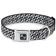 Dog Bone Seatbelt Buckle Collar - Houndstooth Star Black/White