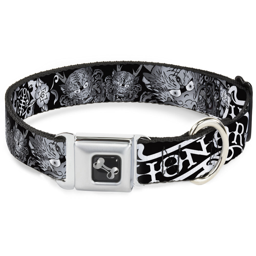 Dog Bone Seatbelt Buckle Collar - Honor Black/White