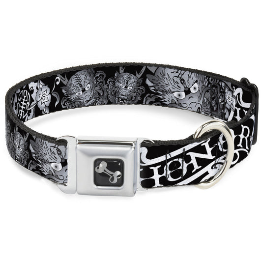 Dog Bone Seatbelt Buckle Collar - Honor Black/White
