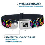 Dog Bone Seatbelt Buckle Collar - Headphones Black/Neon