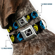 Dog Bone Seatbelt Buckle Collar - Headphones Buffalo Plaid Black/Neon