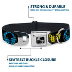 Dog Bone Seatbelt Buckle Collar - Headphones Buffalo Plaid Black/Neon