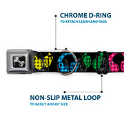 Dog Bone Seatbelt Buckle Collar - Headphones Buffalo Plaid Black/Neon