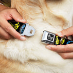 Dog Bone Seatbelt Buckle Collar - Headphones Buffalo Plaid Black/Neon