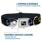 Dog Bone Seatbelt Buckle Collar - Headphones Curls Black/Gray/Neon