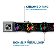 Dog Bone Seatbelt Buckle Collar - Headphones Curls Black/Gray/Neon