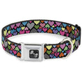 Load image into Gallery viewer, Dog Bone Seatbelt Buckle Collar - Hearts Black/Multi Color

