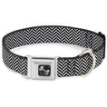 Load image into Gallery viewer, Dog Bone Seatbelt Buckle Collar - Herringbone Jagged Black/White
