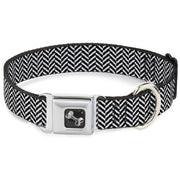 Dog Bone Seatbelt Buckle Collar - Herringbone Jagged Black/White