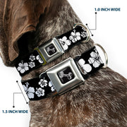 Dog Bone Seatbelt Buckle Collar - Hibiscus Black/White