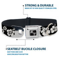 Load image into Gallery viewer, Dog Bone Seatbelt Buckle Collar - Hibiscus Black/White
