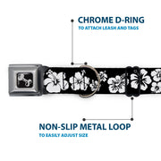 Dog Bone Seatbelt Buckle Collar - Hibiscus Black/White