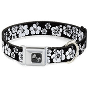 Dog Bone Seatbelt Buckle Collar - Hibiscus Black/White