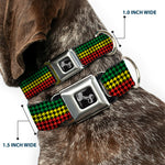 Dog Bone Seatbelt Buckle Collar - Houndstooth Black/Rasta