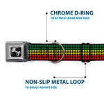 Dog Bone Seatbelt Buckle Collar - Houndstooth Black/Rasta