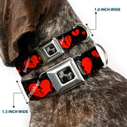 Dog Bone Seatbelt Buckle Collar - Heart Breaker Black/White/Red