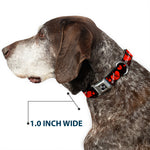 Dog Bone Seatbelt Buckle Collar - Heart Breaker Black/White/Red
