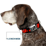 Dog Bone Seatbelt Buckle Collar - Heart Breaker Black/White/Red