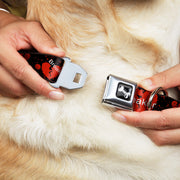 Dog Bone Seatbelt Buckle Collar - Heart Breaker Black/White/Red