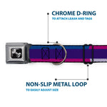 Dog Bone Seatbelt Buckle Collar - Hash Mark Stripe Navy/Turquoise/Fuchsia/White
