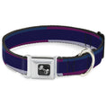Load image into Gallery viewer, Dog Bone Seatbelt Buckle Collar - Hash Mark Stripe Navy/Turquoise/Fuchsia/White
