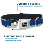 Dog Bone Seatbelt Buckle Collar - Hash Mark Stripe Turquoise/Fuchsia/White