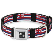 Dog Bone Seatbelt Buckle Collar - Hawaii Flags
