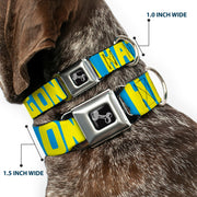 Dog Bone Seatbelt Buckle Collar - HATERS GONNA HATE Turquoise/Yellow
