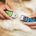 Load image into Gallery viewer, Dog Bone Seatbelt Buckle Collar - HATERS GONNA HATE Turquoise/Yellow

