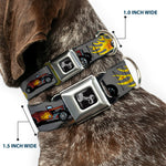 Dog Bone Seatbelt Buckle Collar - Hot Rod w/Flame Skull