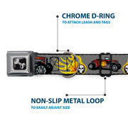 Dog Bone Seatbelt Buckle Collar - Hot Rod w/Flame Skull