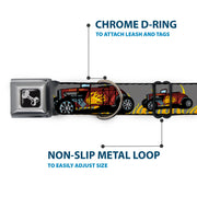 Dog Bone Seatbelt Buckle Collar - Hot Rod w/Flames