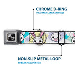 Dog Bone Seatbelt Buckle Collar - Happy/Sad Bunnies & Stars White/Pastel