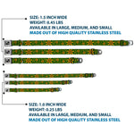 Dog Bone Seatbelt Buckle Collar - Holiday Holly Green/Gold/Red