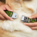 Dog Bone Seatbelt Buckle Collar - Holiday Holly Green/Gold/Red