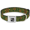 Load image into Gallery viewer, Dog Bone Seatbelt Buckle Collar - Holiday Holly Green/Gold/Red

