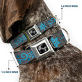 Load image into Gallery viewer, Dog Bone Seatbelt Buckle Collar - Holiday Snowflakes Gray/Blue
