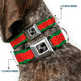 Load image into Gallery viewer, Dog Bone Seatbelt Buckle Collar - Holiday Trim Stripe Green/Red
