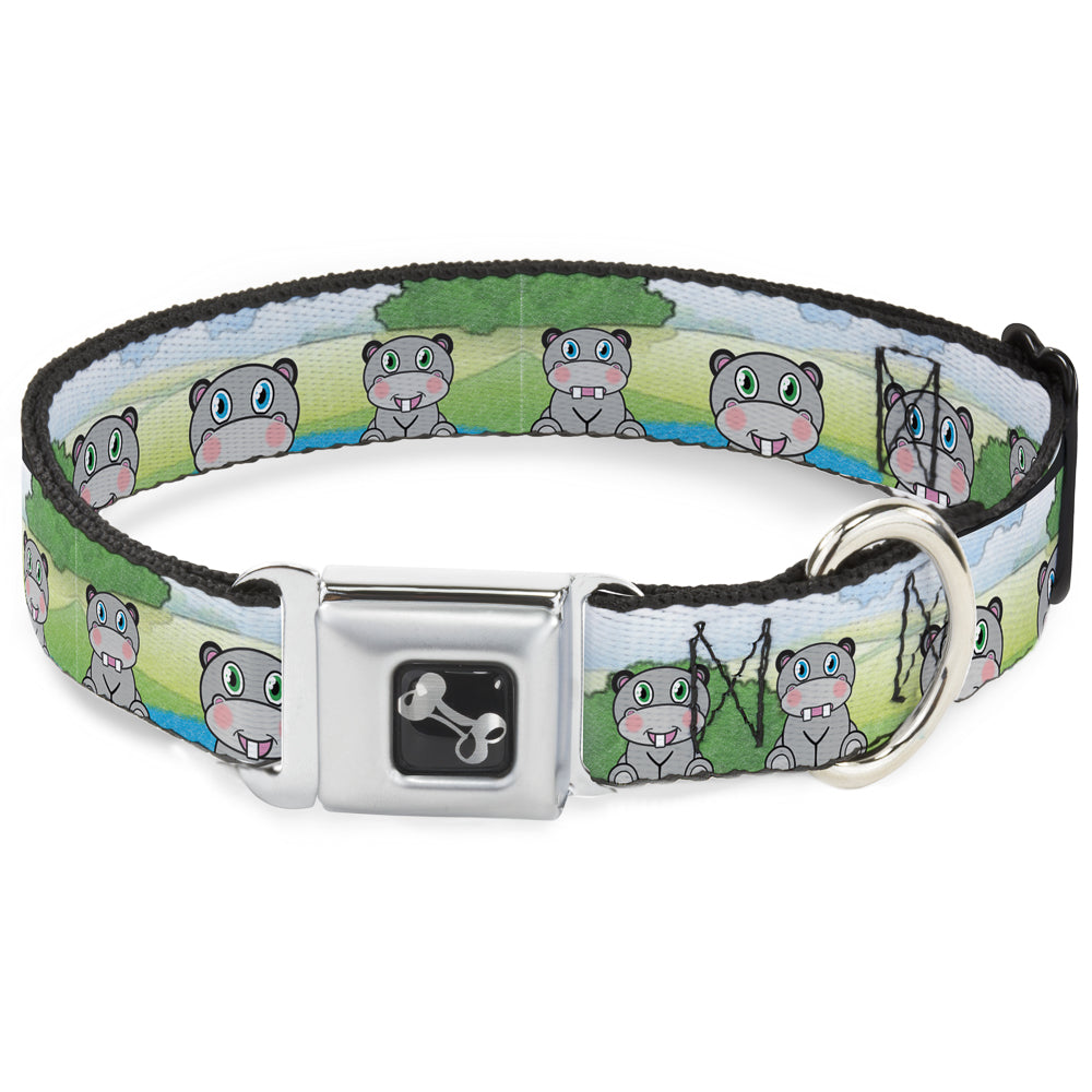 Dog Bone Seatbelt Buckle Collar - Hippo Cartoon
