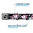 Load image into Gallery viewer, Dog Bone Seatbelt Buckle Collar - Heart & Cross Bones w/Splatter Black/White
