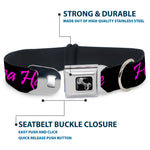 Dog Bone Seatbelt Buckle Collar - Haters Gonna Hate w/Gem Black/Fuchsia