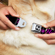 Dog Bone Seatbelt Buckle Collar - Haters Gonna Hate w/Gem Black/Fuchsia